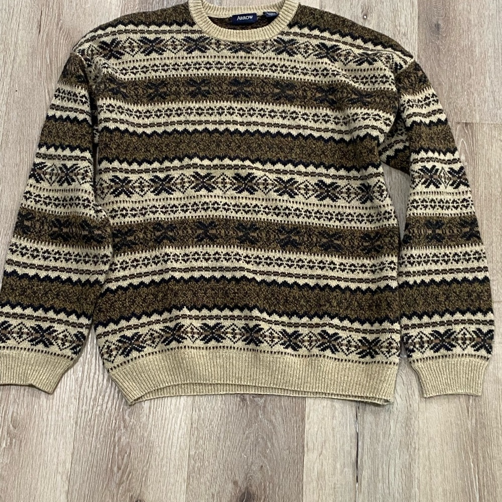 Vintage 90s Arrow Fair Isle Sweater 55% Ramie Fabric Men’s L